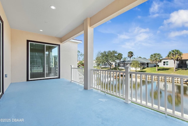 balcony with a water view