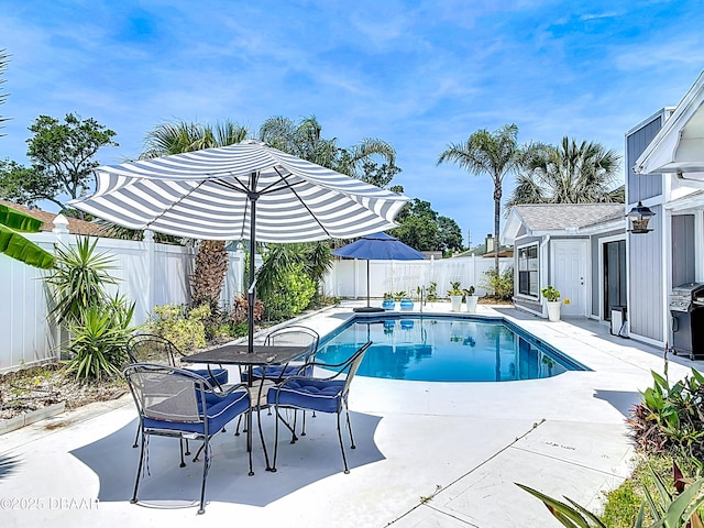 7 Heather Ln, Ormond Beach, FL 32174 - view of swimming pool with a patio area, a fenced backyard, and area for grilling