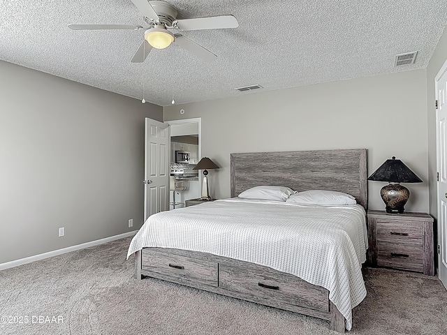 7 Heather Ln, Ormond Beach, FL 32174 - bedroom with carpet floors, a textured ceiling, a ceiling fan, and baseboards