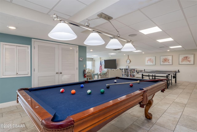 3606 S Peninsula Dr Unit 406, Port Orange, FL 32127 - game room featuring a drop ceiling and billiards table