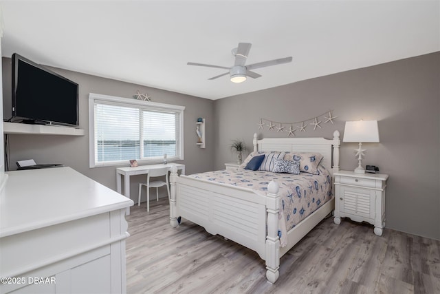 3606 S Peninsula Dr Unit 406, Port Orange, FL 32127 - bedroom with light wood finished floors and ceiling fan