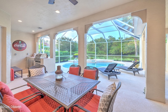 interior space featuring a healthy amount of sunlight and a pool