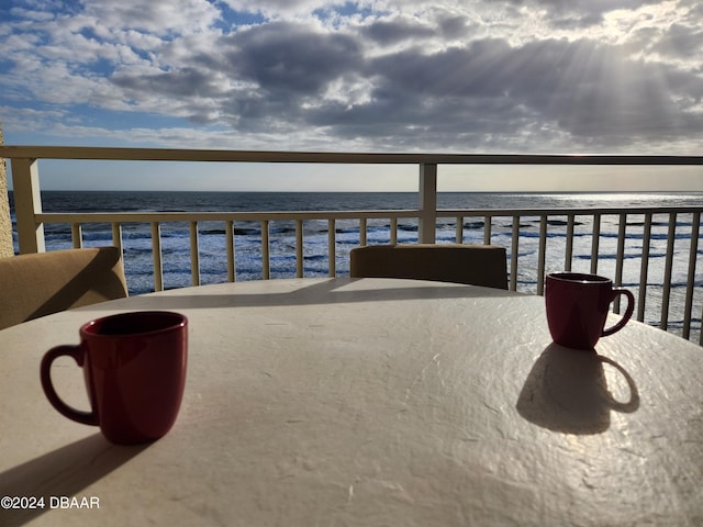 balcony with a water view