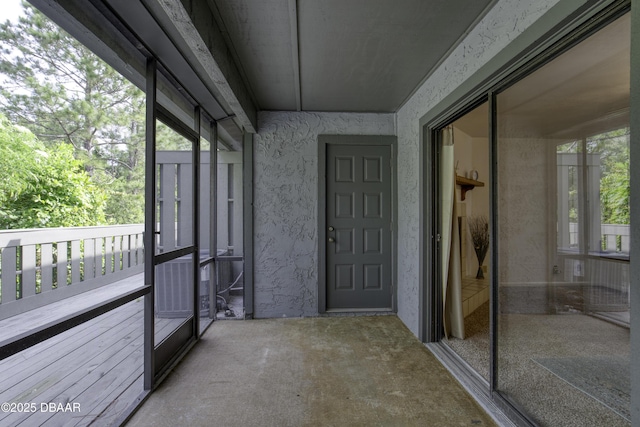 view of unfurnished sunroom