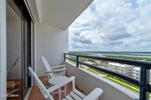 balcony with a water view