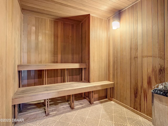 2403 S Atlantic Ave Unit 409, Daytona Beach Shores, FL 32118 - relaxing sauna featuring wood walls and wood ceiling