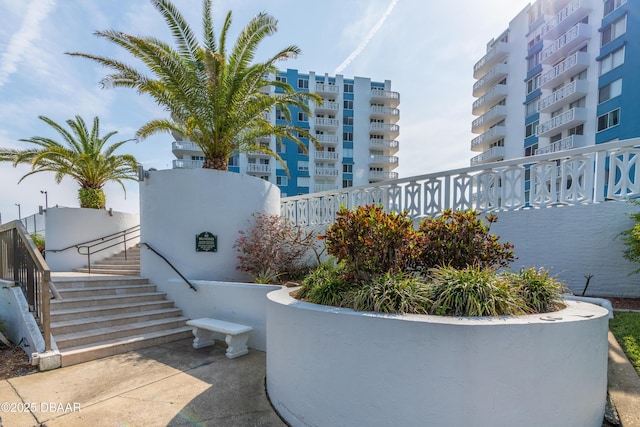 view of patio / terrace with stairway