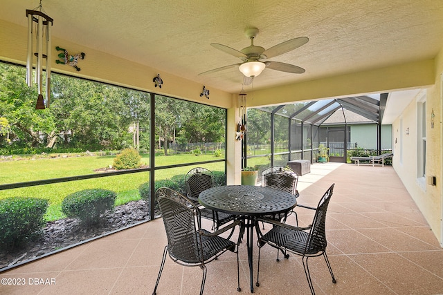 665 Elk River Dr, Ormond Beach, FL 32174 - sunroom / solarium featuring ceiling fan and lofted ceiling