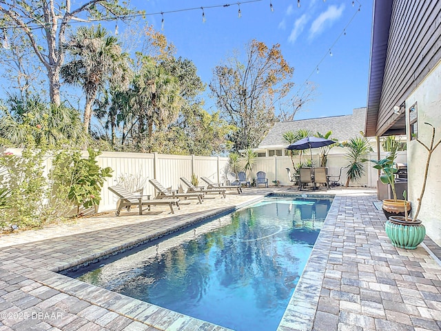 view of swimming pool with a patio area