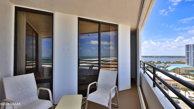 balcony with a water view