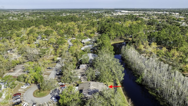 aerial view featuring a forest view