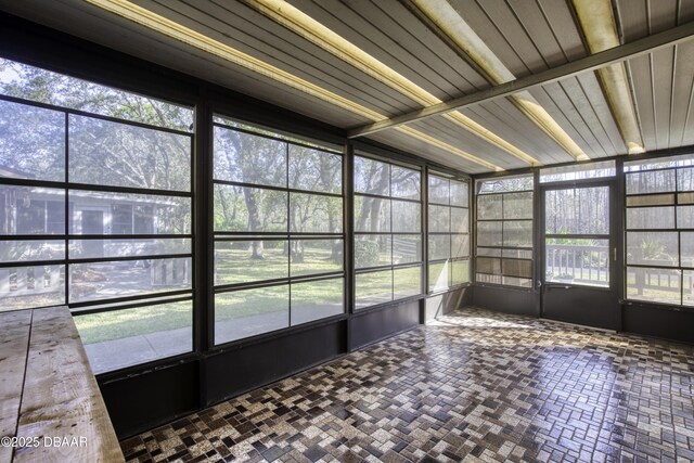 view of unfurnished sunroom