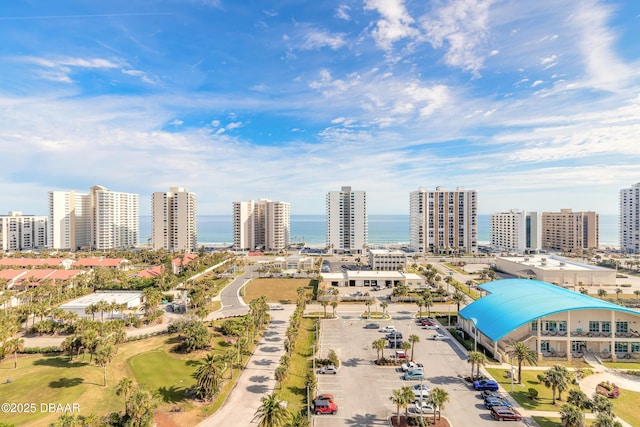 bird's eye view with a view of city and a water view