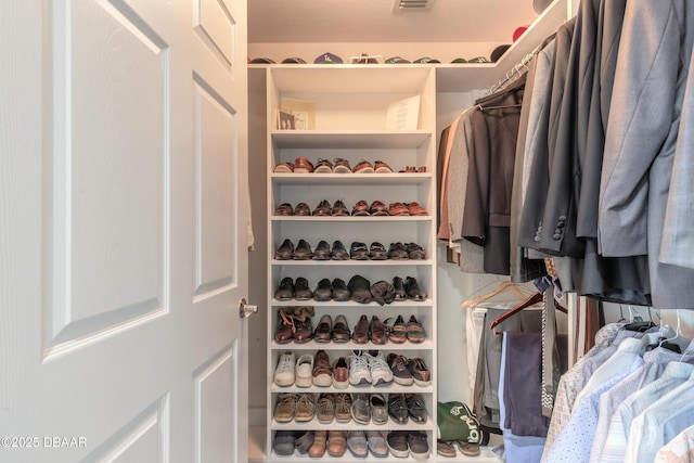 walk in closet featuring visible vents