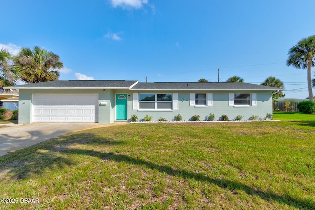 39 Sandra Dr, Ormond Beach, FL 32176 - ranch-style home with a garage, concrete driveway, and a front yard