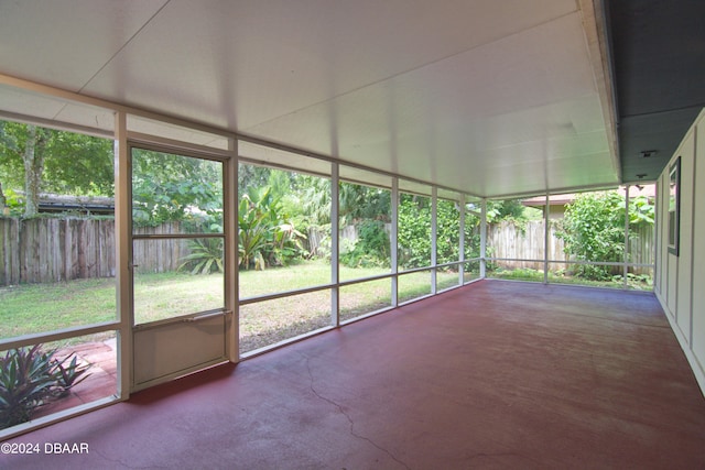 view of unfurnished sunroom