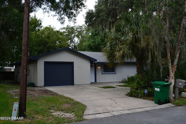 single story home with a garage