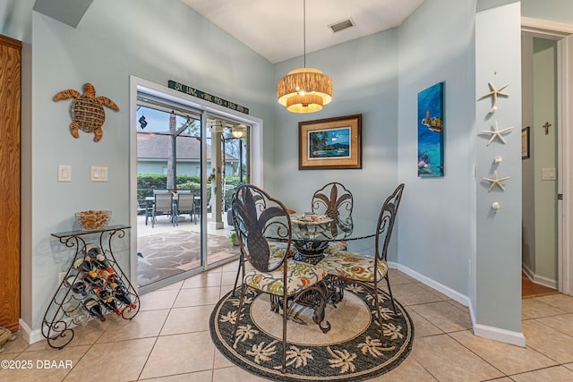 view of tiled dining space