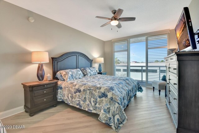 241 Riverside Dr Unit 410, Holly Hill, FL 32117 - bedroom with light wood finished floors, baseboards, and a ceiling fan