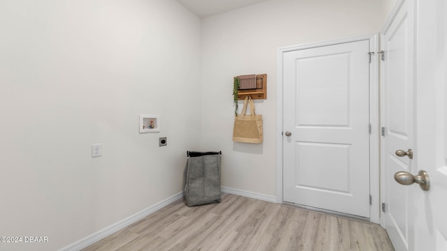 washroom with washer hookup, light wood-type flooring, and hookup for an electric dryer