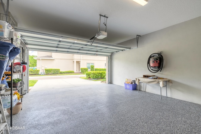 garage with a garage door opener