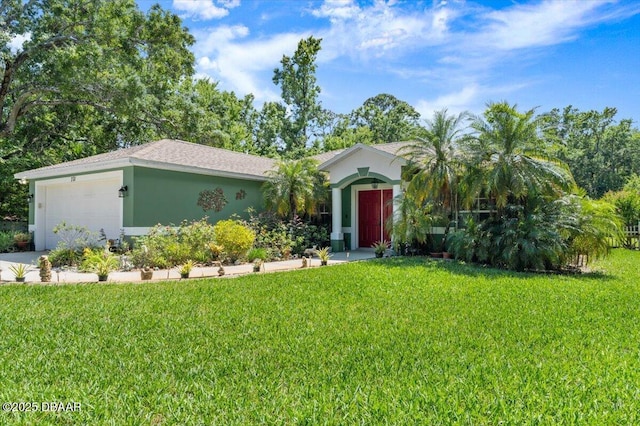 771 Arroyo Pkwy, Ormond Beach, FL 32174 - single story home with a front lawn, a garage, and stucco siding