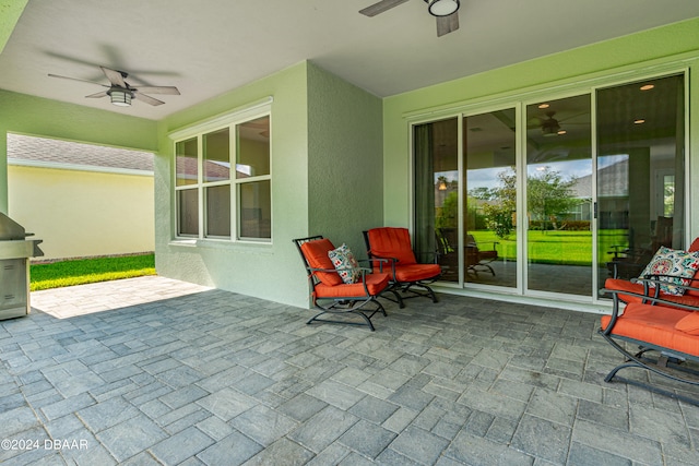 3651 Pini Ave, New Smyrna Beach, FL 32168 - view of patio / terrace featuring area for grilling and ceiling fan