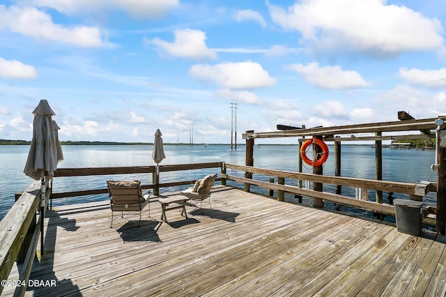 view of dock featuring a water view