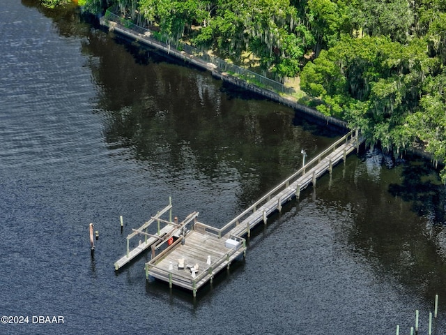 dock area featuring a water view