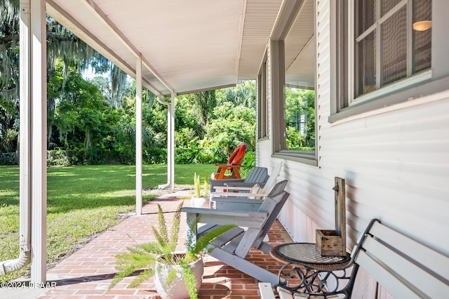 view of patio featuring covered porch