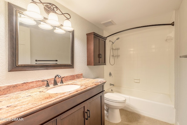 108 Mitchell Pl, Daytona Beach, FL 32118 - full bath featuring a textured wall, toilet, vanity, and  shower combination