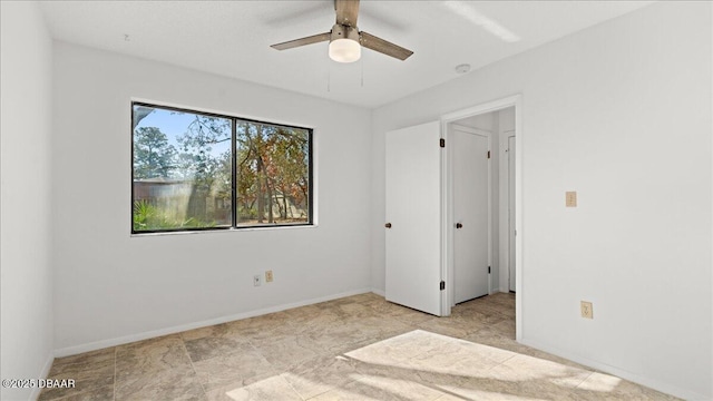 unfurnished bedroom with ceiling fan