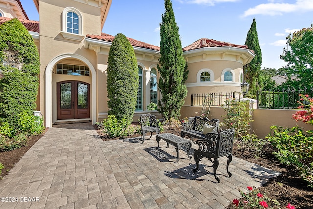 exterior space featuring french doors