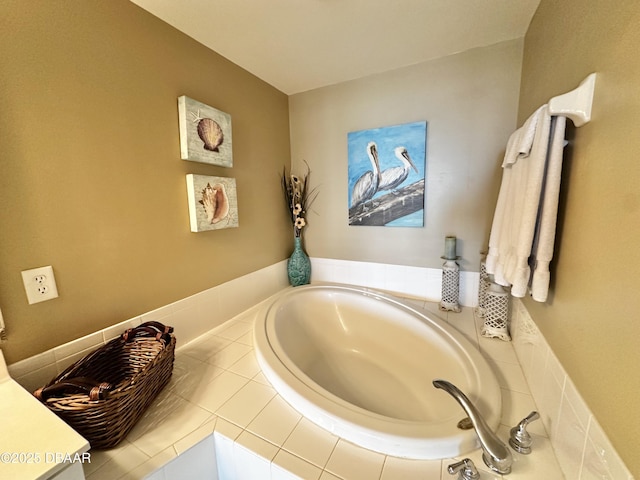 bathroom with a garden tub
