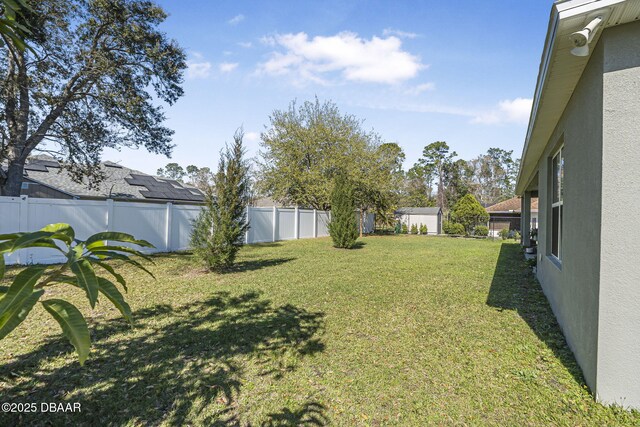 view of yard with a fenced backyard