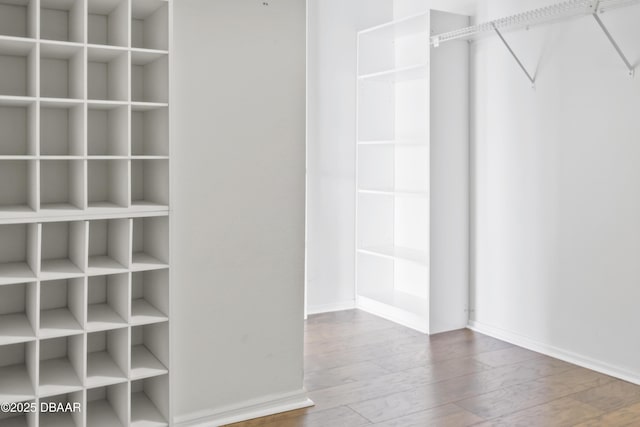 spacious closet with wood finished floors