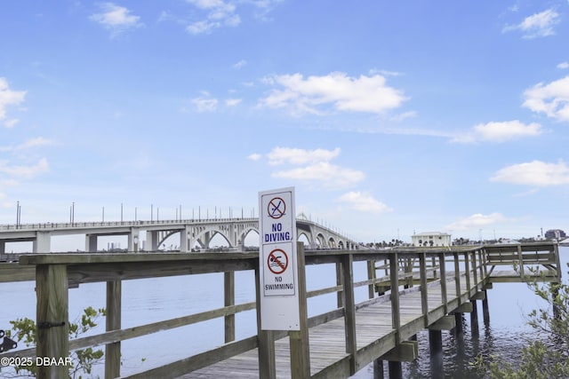 view of dock featuring a water view