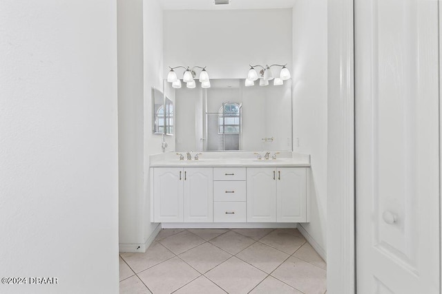 bathroom with vanity and tile patterned floors