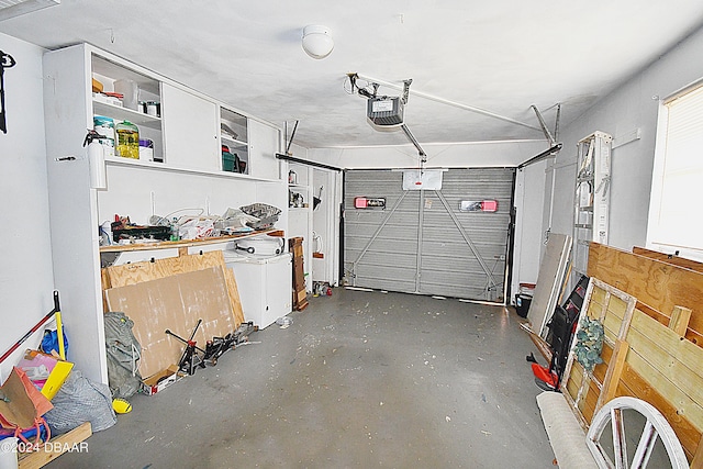 garage with a garage door opener