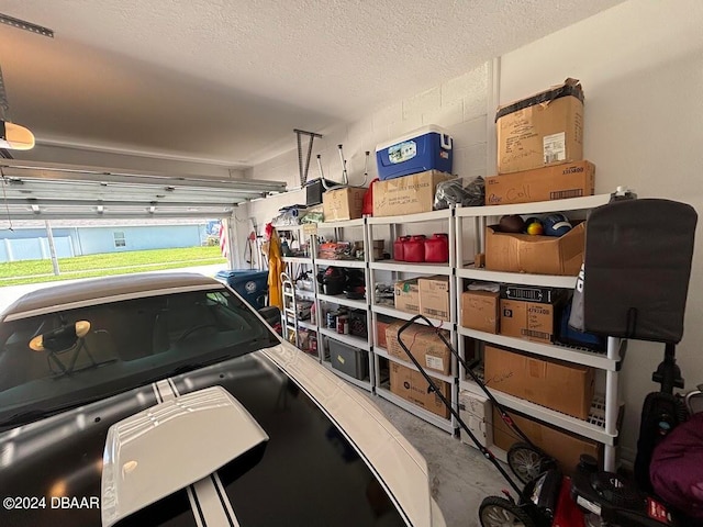 garage with a garage door opener