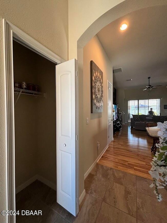 hall featuring dark hardwood / wood-style flooring