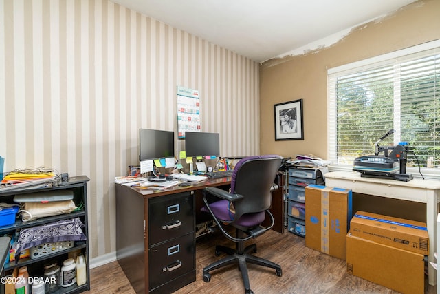 office featuring hardwood / wood-style floors