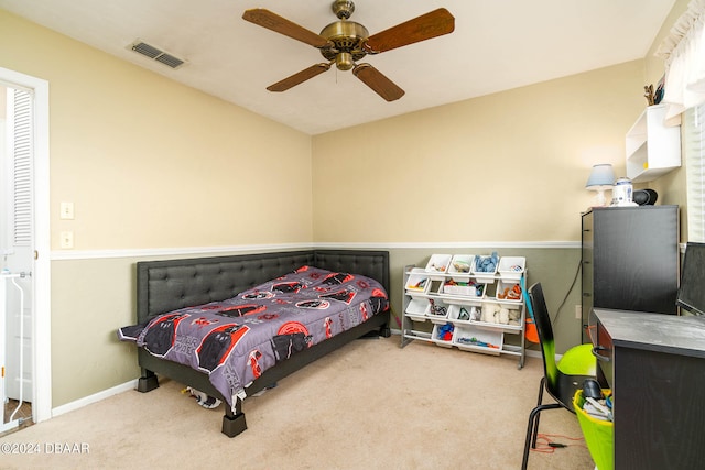 bedroom with carpet and ceiling fan