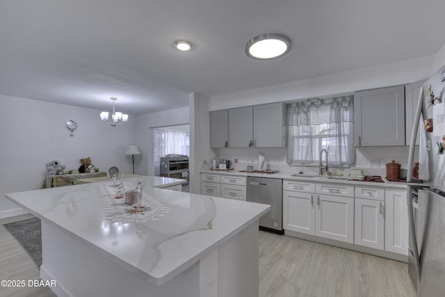 1970 Red Cedar Cir S, Daytona, FL 32119 - kitchen featuring an inviting chandelier, a sink, appliances with stainless steel finishes, and a healthy amount of sunlight