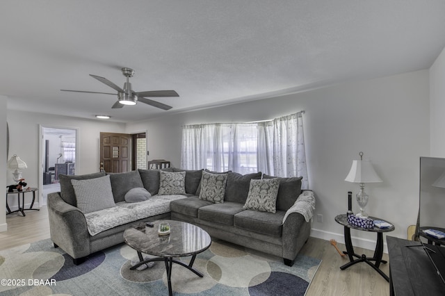 1970 Red Cedar Cir S, Daytona, FL 32119 - living room featuring light wood-style floors, baseboards, and a ceiling fan