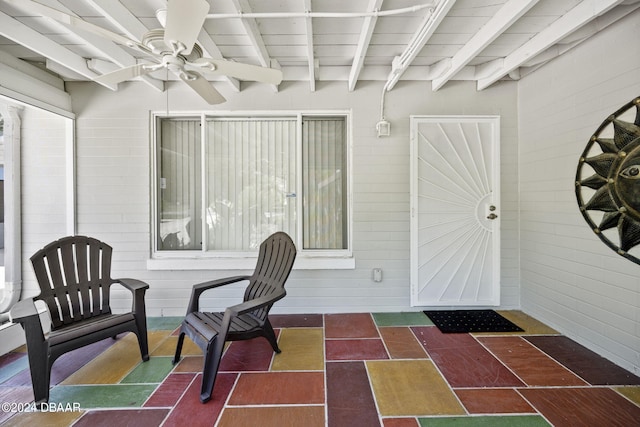 view of patio with ceiling fan