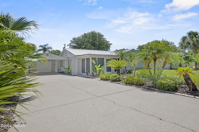 exterior space with a garage