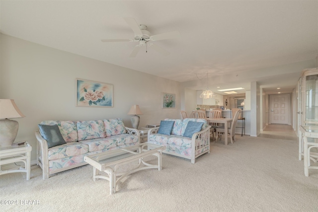 4 Oceans W Blvd Unit 407B, Daytona Beach Shores, FL 32118 - carpeted living area featuring a ceiling fan and baseboards