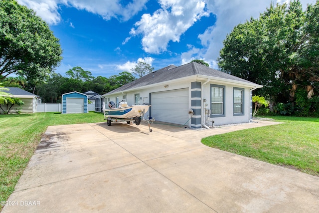 view of property exterior featuring a garage and a yard