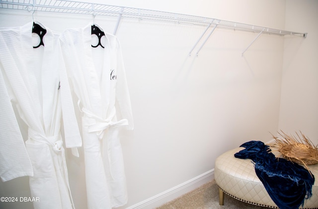 walk in closet featuring carpet floors